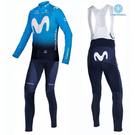 Tenue Maillot M/L + Collant à Bretelles 2019 Movistar Team Hiver Thermal Fleece N001